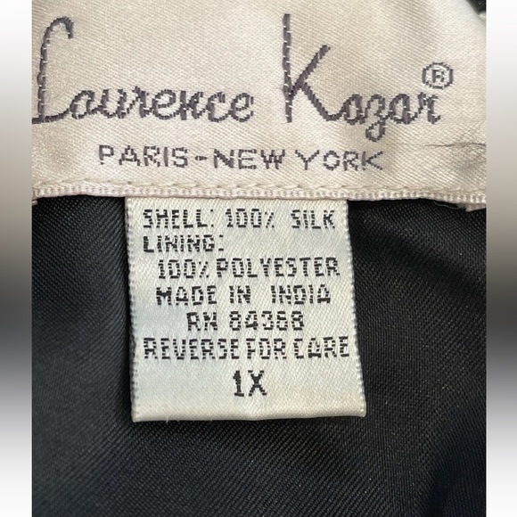 Laurence Kazar ladies size 1X black blue green evening glam top 100% silk sequin - Picture 8 of 10